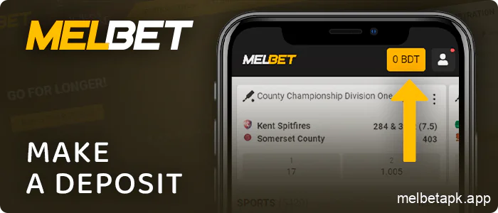 Make a deposit on the Melbet app